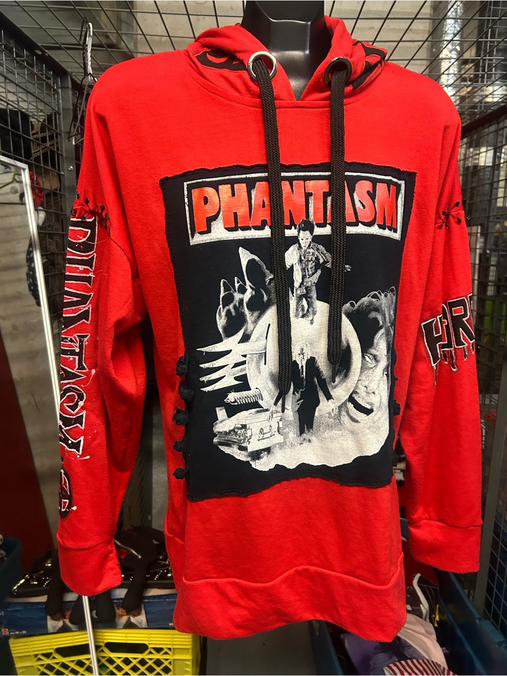 LUX BLK EXCLUSIVE PHANTASM 80’s painted Graphic stitched thin Hoodie M/L